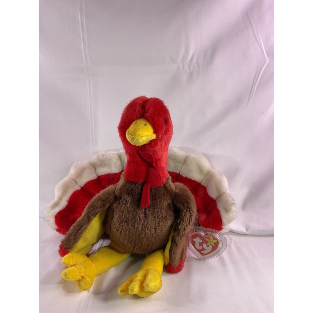 TY Beanie Baby Gobbles The Turkey Beanie Buddy Rare 8" Brown 1999